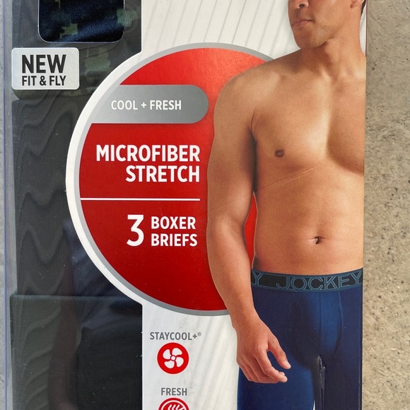Jockey Men's Active Micro Boxer Briefs 3 Pair Microfiber Stretch NWT NIB - Picture 3 of 4